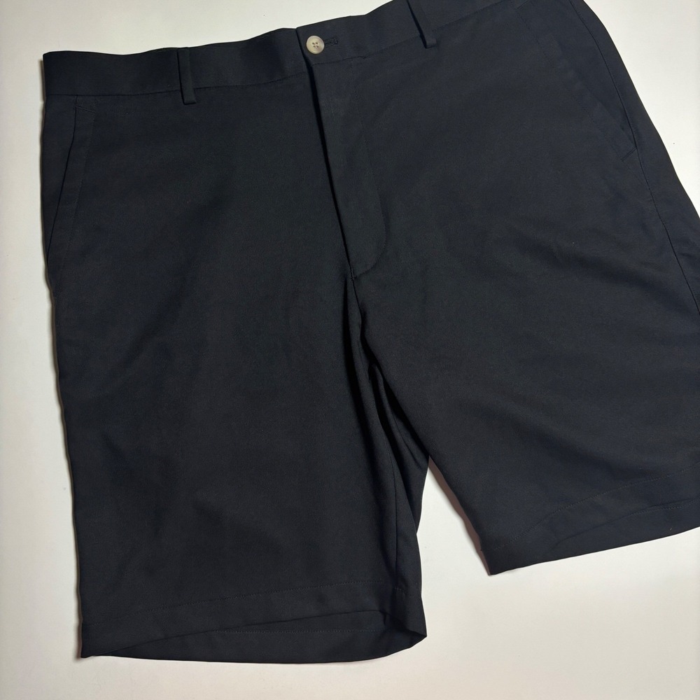 Peter Millar Crown Sport Performance Golf Shorts Mens 36 Black 9' inseam Chino‎